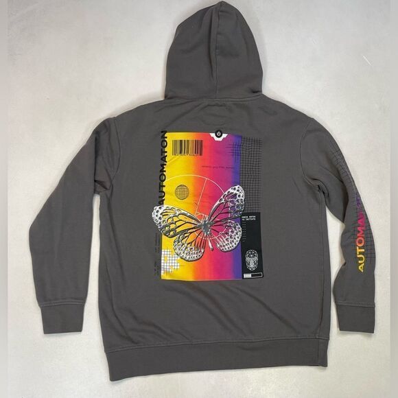 Vitriol Butterfly Graphic Pullover Hoodie Men Medium Gray - Picture 1 of 8